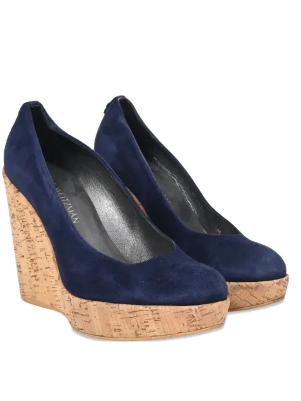 Stuart Weitzman. Corkswoon Wedges. Navy Suede. Size 7.